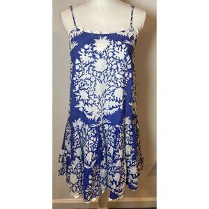 Juliet Dunn London Dress Drop Waist Blue White Rick Rack Trim Size 2 6/8